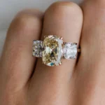 Handmade 7 CT Three Stone Cushion Cut Engagement Ring