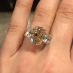 Handmade 7 CT Three Stone Cushion Cut Engagement Ring