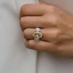 Handmade 7 CT Three Stone Cushion Cut Engagement Ring