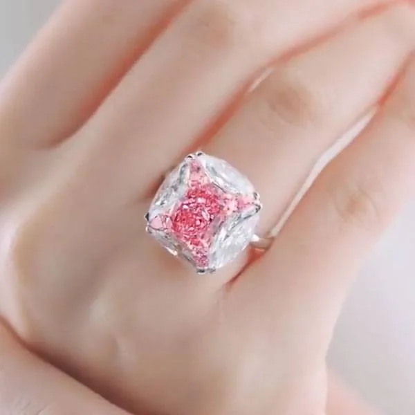 Handmade 3.5 CT Cushion Cut Pink Sapphire Engagement Ring