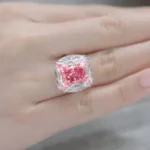 Handmade 3.5 CT Cushion Cut Pink Sapphire Engagement Ring