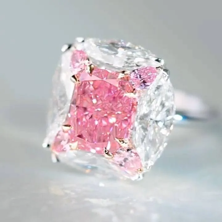 Handmade 3.5 CT Cushion Cut Pink Sapphire Engagement Ring