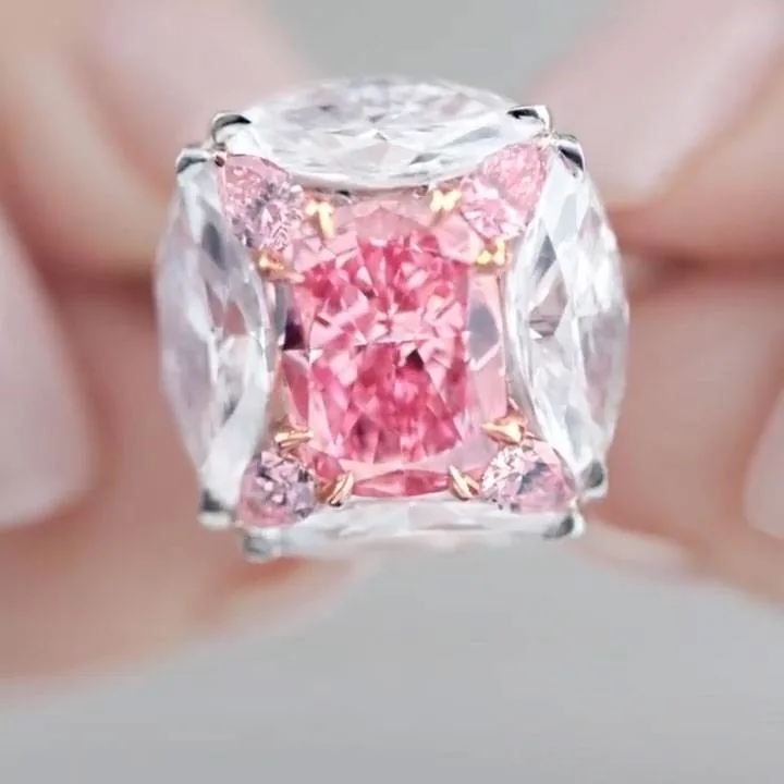 Handmade 3.5 CT Cushion Cut Pink Sapphire Engagement Ring