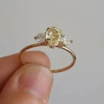 Handmade 1.0 CT Oval Cut Fancy Yellow Diamond Engagement Ring