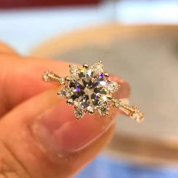 Handmade 1 CT Round Cut Lab-created Gemstone Engagement Ring