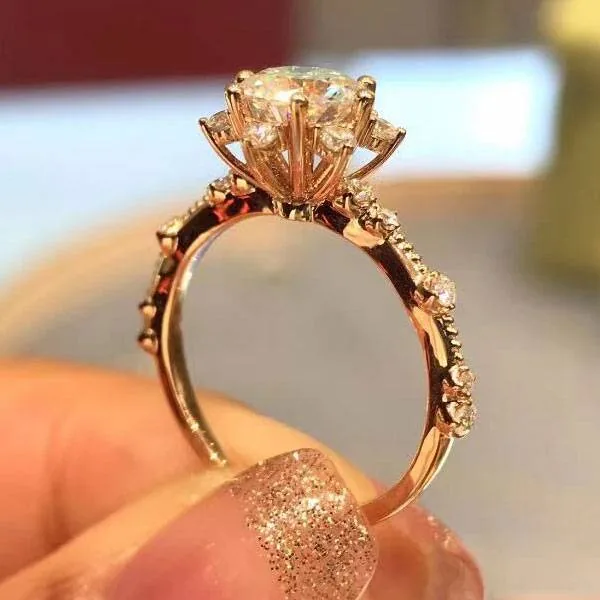 Handmade 1 CT Round Cut Lab-created Gemstone Engagement Ring