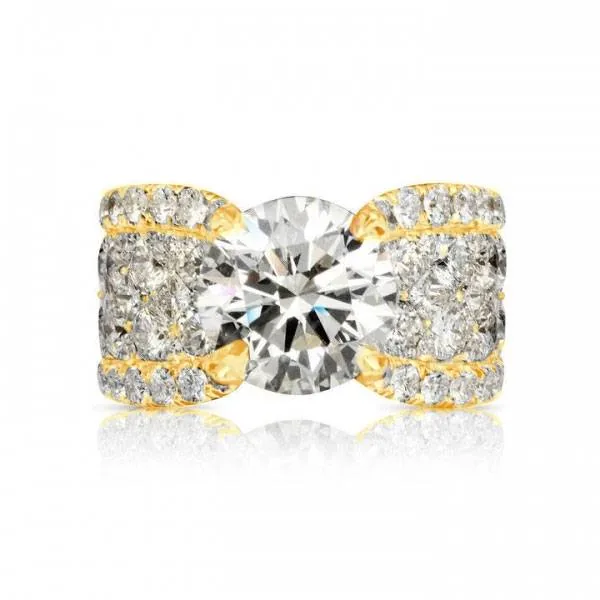 Handmade 3.2 CT Round Cut Yellow Gold Tone Sterling Silver Engagement Ring