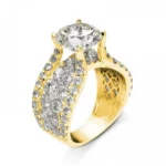 Handmade 3.2 CT Round Cut Yellow Gold Tone Sterling Silver Engagement Ring