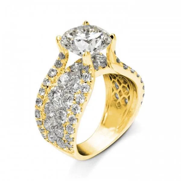 Handmade 3.2 CT Round Cut Yellow Gold Tone Sterling Silver Engagement Ring