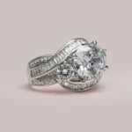 Handmade Round Cut Three Stone Sterling Silver Ring