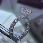 Handmade 3.0 CT Princess Cut Eternity Sterling Silver Ring