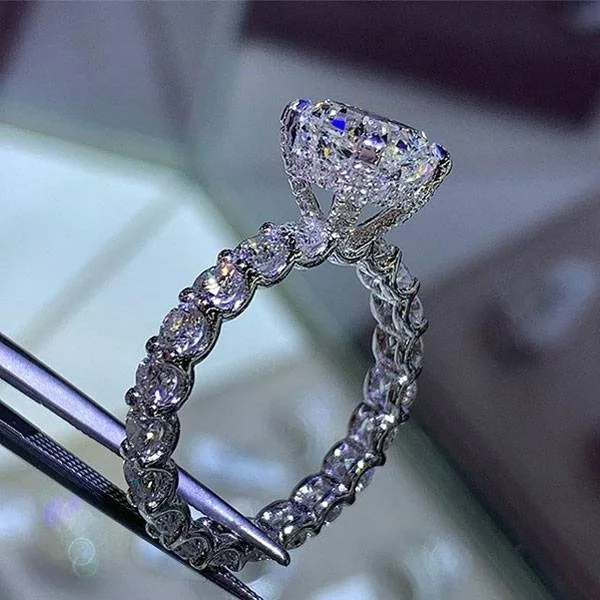 Handmade 3.0 CT Princess Cut Eternity Sterling Silver Ring
