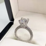 Handmade 5.0 CT Round Cut Sterling Silver Ring