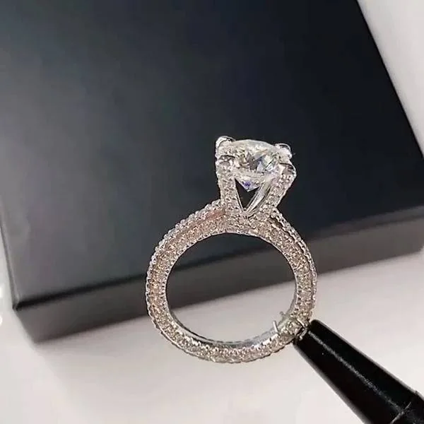 Handmade 5.0 CT Round Cut Sterling Silver Ring