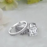 Handmade 2.0 CT Princess Cut Sterling Silver Ring Set