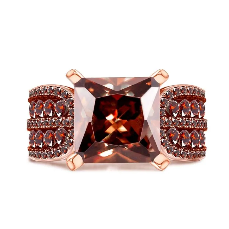 Handmade 4.0 CT Princess Cut Chocolate Tone Sapphire Ring