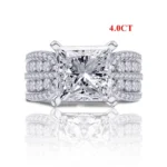 Handmade 4.0 CT Princess Cut Sterling Silver Ring