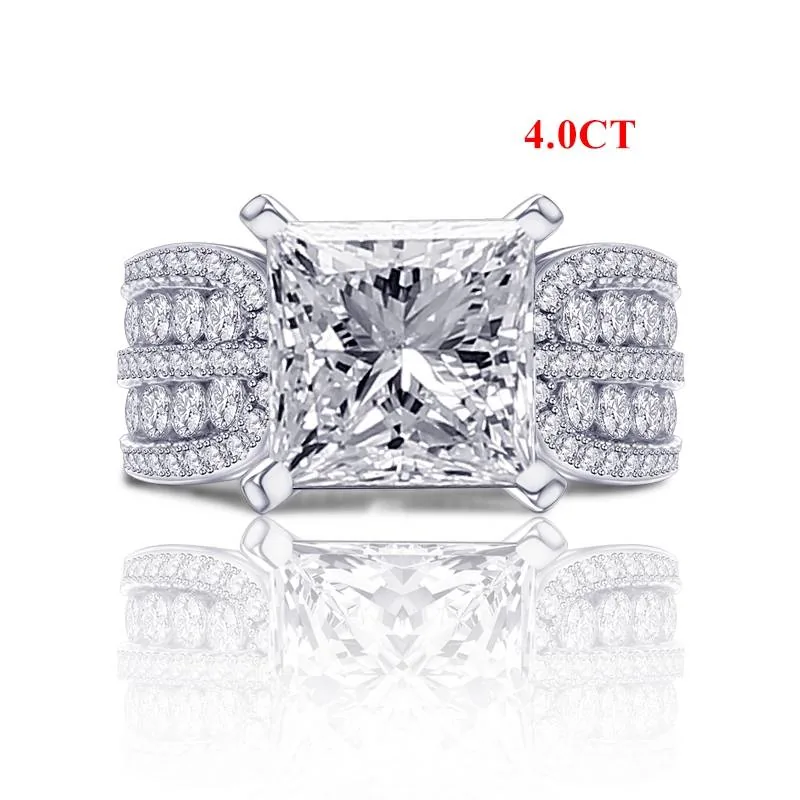 Handmade 4.0 CT Princess Cut Sterling Silver Ring