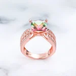 Handmade 4.0 CT Princess Cut Watermelon Stone Ring