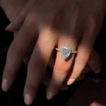 Handmade Pear Cut Halo Sterling Silver Ring