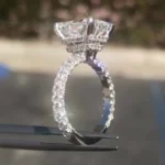 Handmade 5 Ct Radiant Cut Double Under Halo Sterling Silver Ring
