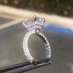 Handmade 5 Ct Radiant Cut Double Under Halo Sterling Silver Ring