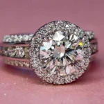 Handmade Round Cut Halo Sterling Silver Ring