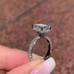 Handmade Radiant Cut Under Halo With 3D Band Sterling Silver Ring