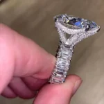 Handmade Sterling Silver Pear Cut Ring With Emerald Cut Eternity Band