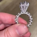 Handmade Sterling Silver Pear Cut Ring With Emerald Cut Eternity Band