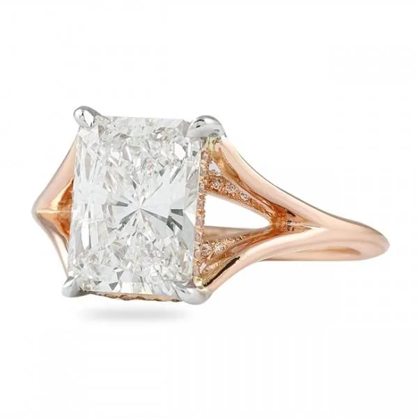 Handmade 4.0CT Split Band Two-Tone Engagement Ring
