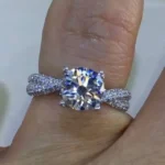 Handmade 1.5 Ct Twist Round Cut Engagement Ring