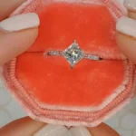 Handmade Simple Stunning Princess Cut Engagement Ring
