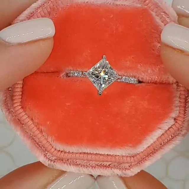 Handmade Simple Stunning Princess Cut Engagement Ring