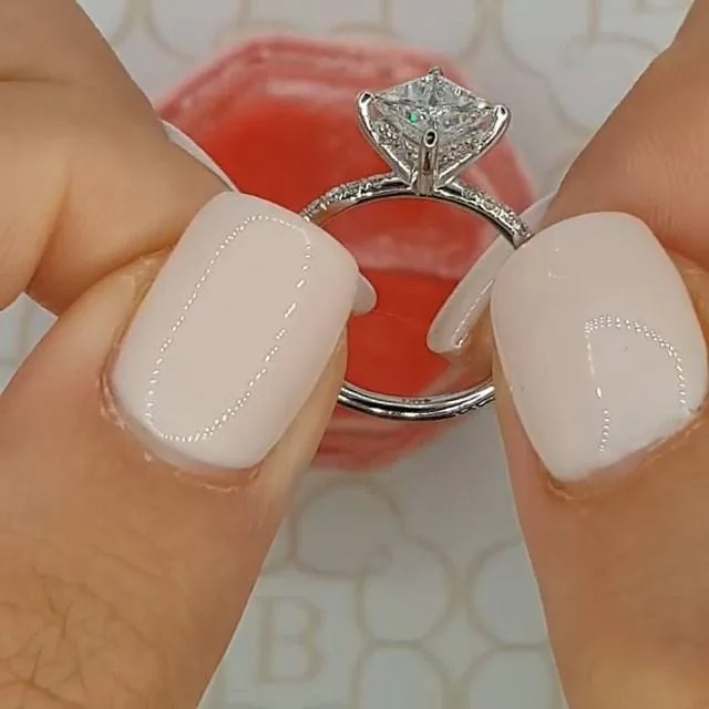 Handmade Simple Stunning Princess Cut Engagement Ring