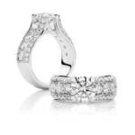 Handmade 2.0 Ct Round Cut with Sidestone Width Engagement Ring