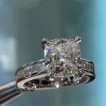 Handmade 4.0CT Cushion Cut White Gemstone Engagement Ring