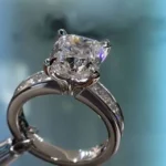Handmade 4.0CT Cushion Cut White Gemstone Engagement Ring