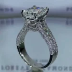 Handmade Radiant Cut White Sapphire 925 Sterling Silver Engagement Ring