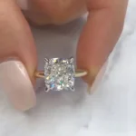 Handmade 4.0 CT Cushion Cut Two Tone Engagement Ring
