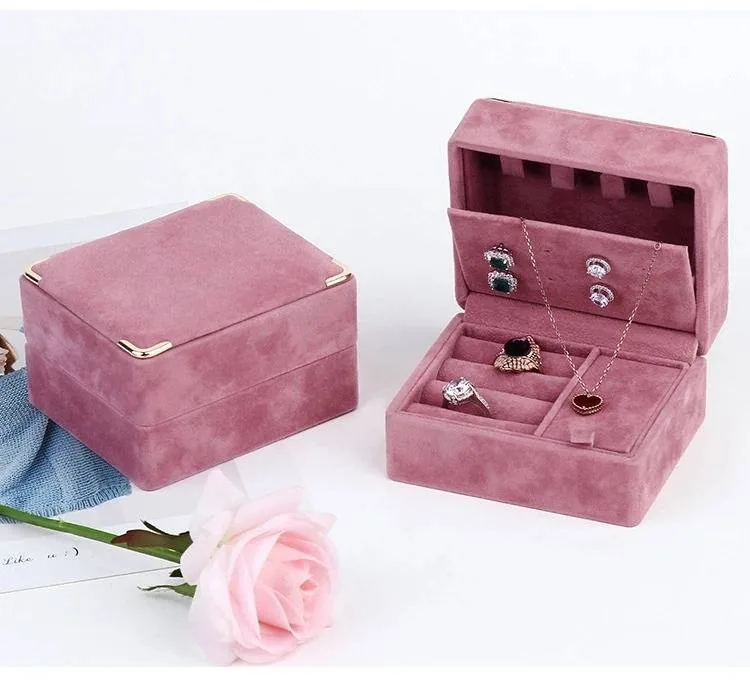 Handmade Velvet Portable Travel Case Jewelry Box