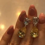 Handmade 12 Ct Yellow Sapphire Pear Cut Two Stone Earrings