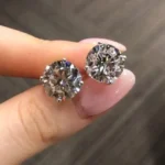Handmade 2 Ct Per Each Round Cut 925 Silver Ear Studs