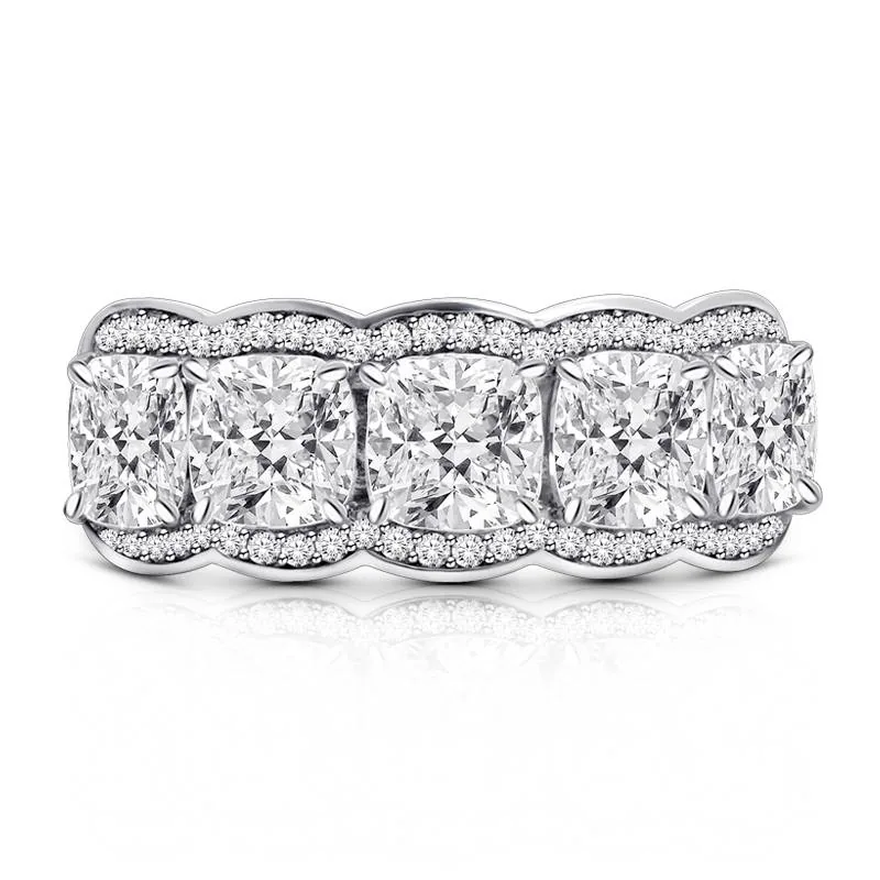 Handmade Cushion Cut Wedding Band