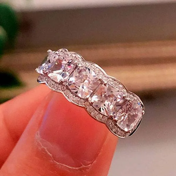 Handmade Cushion Cut Wedding Band