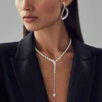 Fashion Pear Cut Created White Sapphire Necklace & Earrings Set