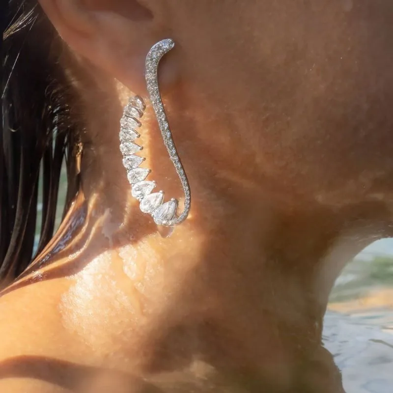 Fashion Pear Cut Created White Sapphire Necklace & Earrings Set
