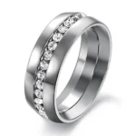 Handmade Classic Created White Sapphire Titanium Steel Men's Wedding Band