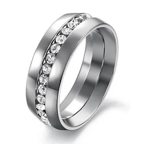 Handmade Classic Created White Sapphire Titanium Steel Men's Wedding Band