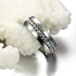 Handmade Classic Created White Sapphire Titanium Steel Men's Wedding Band